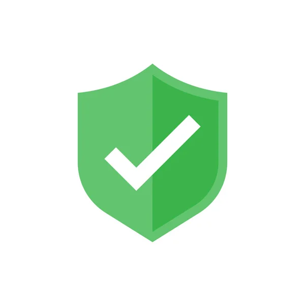 Green Shield Checkmark Pictogram Witte Achtergrond Vector — Stockvector
