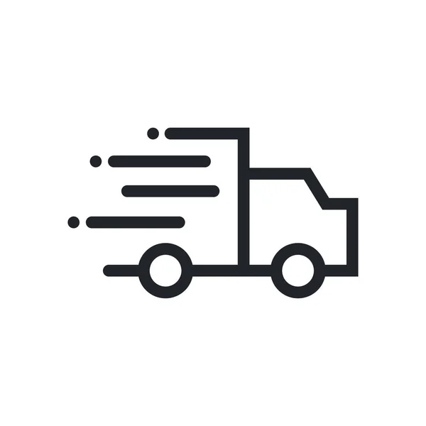 Express Delivery Outline Icon White Background Cargo Truck Icon — 스톡 벡터