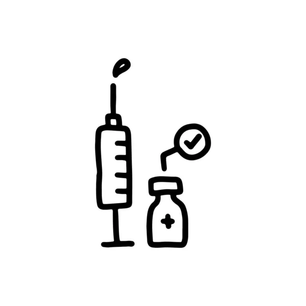 Cartoon Doodle Syringe Medicine Vector Illustration — Stock Vector