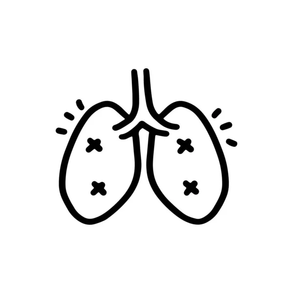 Cartoon Doodle Damaged Infected Lung Vector Illustration — Stock Vector