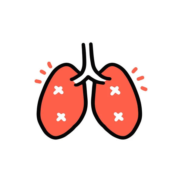 损伤或感染肺的卡通涂鸦 病媒及图解 — 图库矢量图片