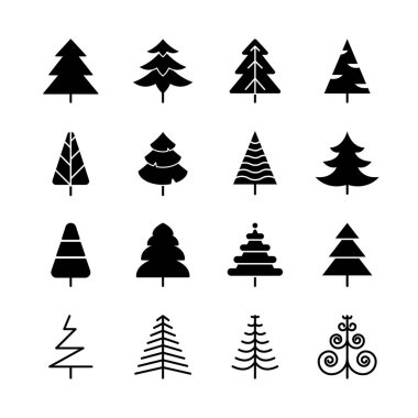 Çam ağacının düz simgesi, Vektör.