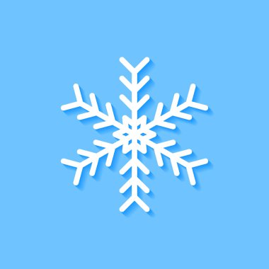 Mavi arkaplanda beyaz kar tanesi simgesi, Vektör.