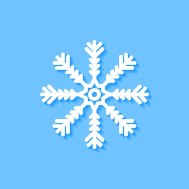 Mavi arkaplanda beyaz kar tanesi simgesi, Vektör.