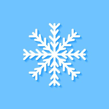 Mavi arkaplanda beyaz kar tanesi simgesi, Vektör.