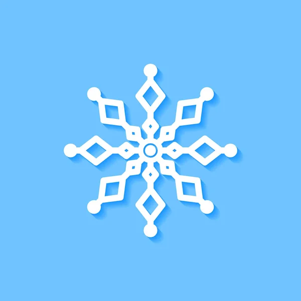 Witte Sneeuwvlok Pictogram Blauwe Achtergrond Vector — Stockvector