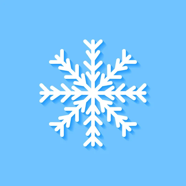 Vit Snöflinga Ikon Blå Bakgrund Vector — Stock vektor