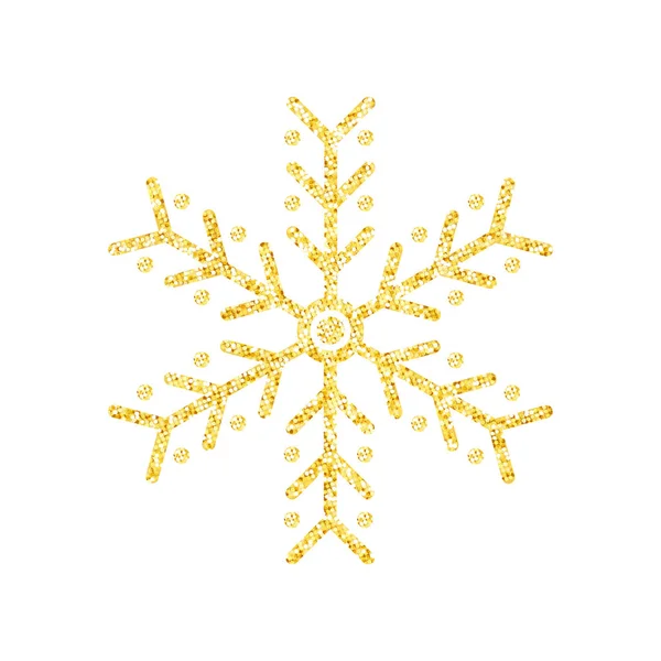 Gold Glitzertextur Schneeflocke Auf Weißem Hintergrund Für Weihnachtsbaumschmuck Vektor Illustration — Stockvektor