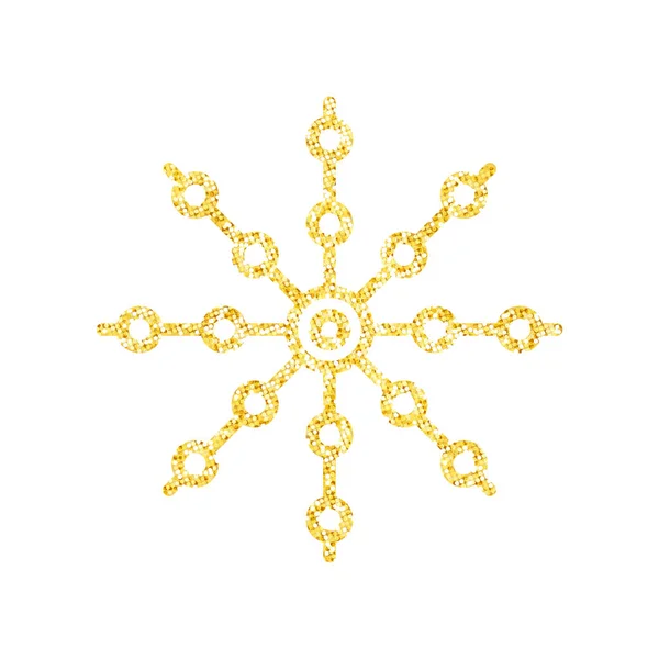 Gold Glitter Texture Snowflake White Background Christmas Tree Decoration Vector — Stock Vector