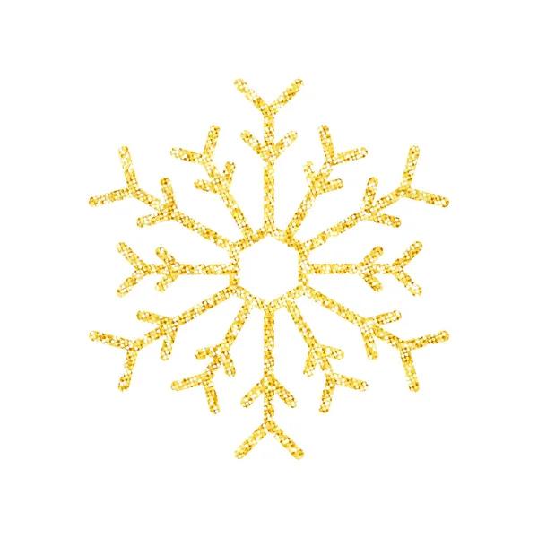 Gold Glitzertextur Schneeflocke Auf Weißem Hintergrund Für Weihnachtsbaumschmuck Vektor Illustration — Stockvektor