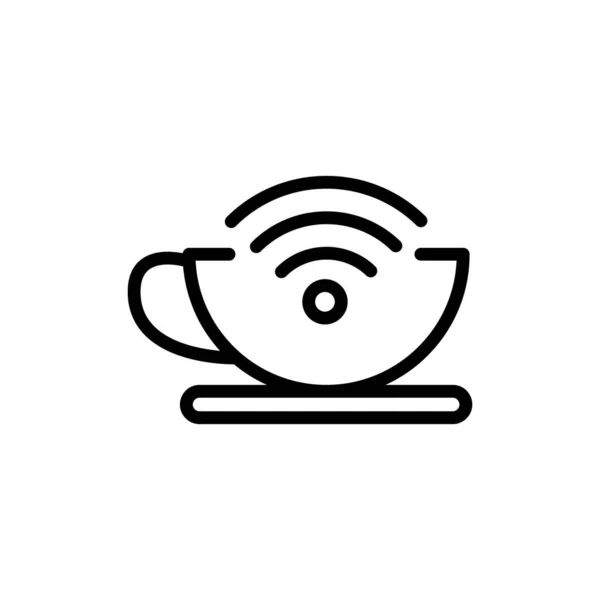 Tazza Caffè Linea Sottile Icona Con Simbolo Internet — Vettoriale Stock