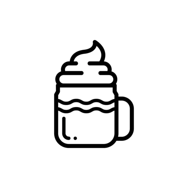 Café Glacé Avec Crème Fouettée Fine Icône Ligne — Image vectorielle