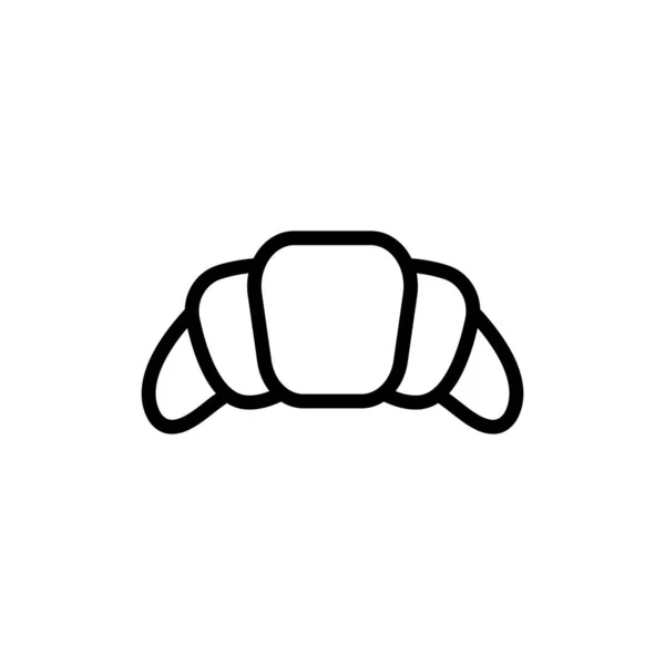 Pan Croissant Vector Línea Estilo Icono — Vector de stock