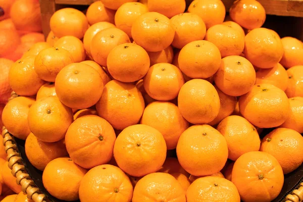 Группа Апельсинов Корзине Универмаге Фотография Крупным Планом Пейзаж — стоковое фото