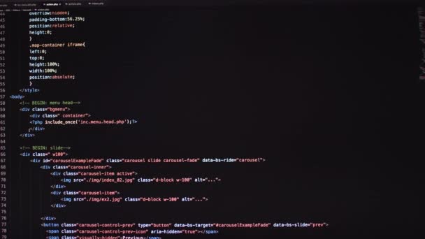 Zdrojový Kód Detailního Programování Koncepční Programátor Kódující Web Pro Použití — Stock video