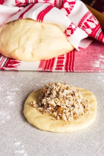 Raw pasties stuffed meat — Stock Photo, Image