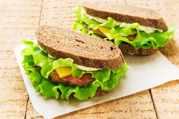 Dos sándwiches con salmón ahumado —  Fotos de Stock