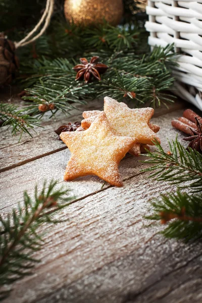 Christmas decor on wooden background — Stock Photo, Image