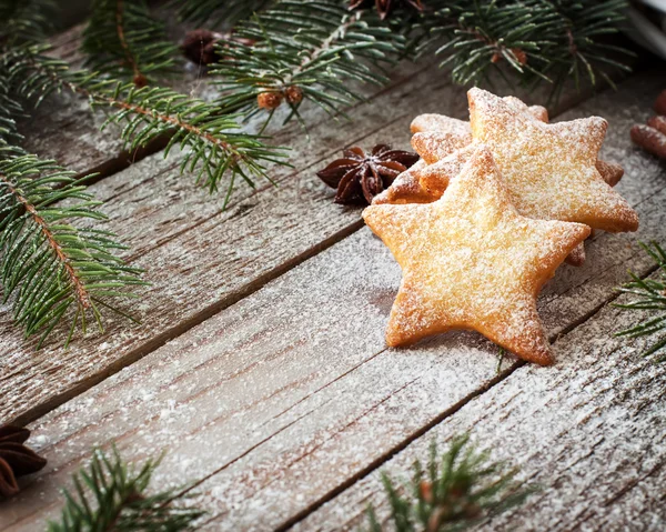 Christmas decor on wooden background — Stock Photo, Image