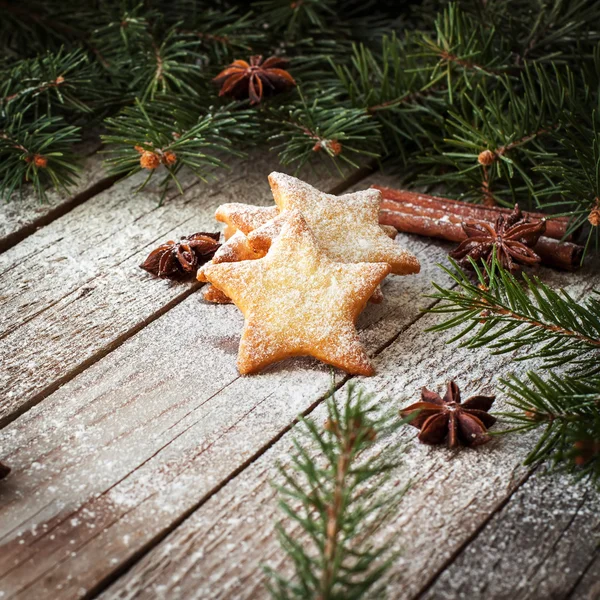 Christmas decor on wooden background — Stock Photo, Image