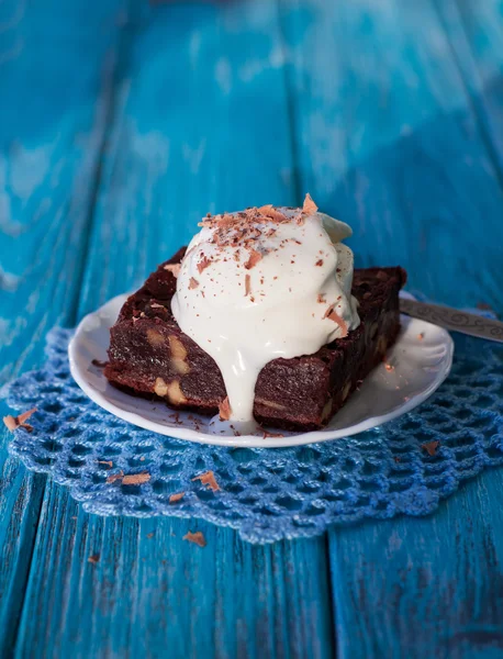 Pastel de brownie de nuez de chocolate — Foto de Stock