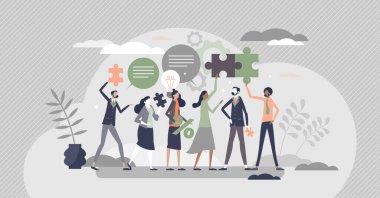 İnsan Kaynakları çalışanı bağlılığı için iş motivasyonuna sahip. Küçük insan konsepti.