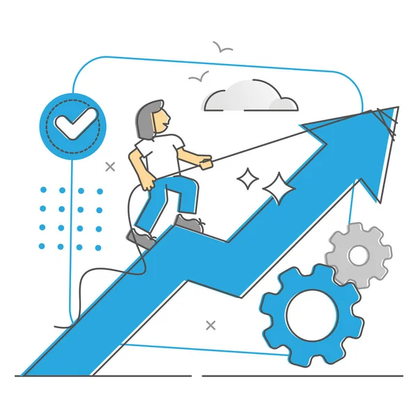 開発と改善としての進歩の成長｜モノコール概念 — ストックベクタ