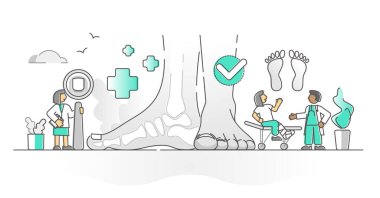Ayaklı ayak hastalıkları ve ayak bileği doktoru tek renk konsepti.