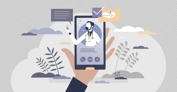 Virtueller Arzt-Videotelefon für entfernte Gesundheitsberatung — Stockvektor