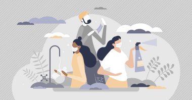 El yıkama, dezenfeksiyon ve yüz maskesi olarak hijyen güvenliği.