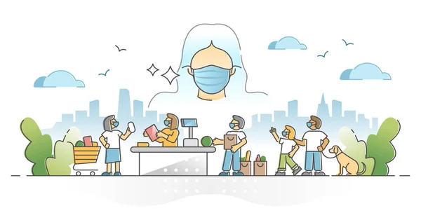 Usar máscaras como respirador para proteger la salud del concepto de esquema pandémico — Archivo Imágenes Vectoriales