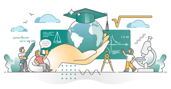 Educación y aprendizaje de estudios académicos para el concepto de esquema de títulos de habilidades globales — Vector de stock