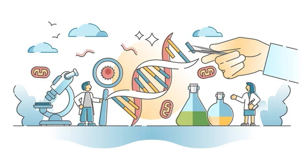 Biológia tudomány géntechnológiai és manipulációs szempontból körvonalazza koncepció — Stock Vector