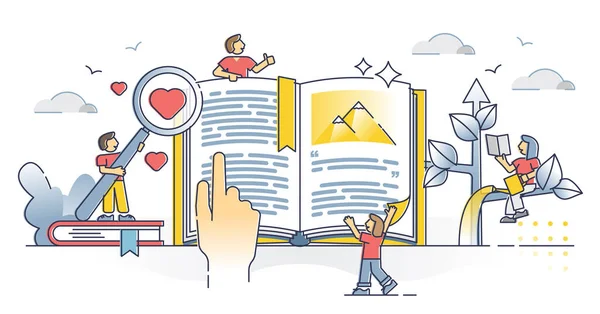 Önsegítő könyvek, mint oktatási személyes növekedés irodalom körvonalazza koncepció — Stock Vector