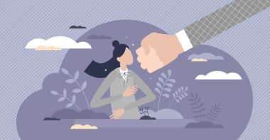 Zorla cinsel şiddet mağduru ve saldırganlığı olan küçük bir kişi konsepti