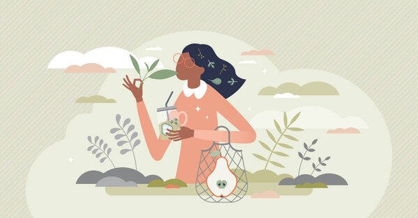 Веганский образ жизни как натуральная органическая еда и концепция "думающего крошечного человека"