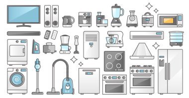 Ev aletleri seti ve yerli elektronik ve makine ana hatları kavramı