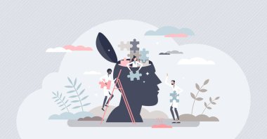 Zihinsel sağlık ve negatif akıl hastalığı tedavisi küçük insan konsepti