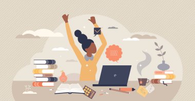 Çevrimiçi okul eğitimi ve uzaktan eğitim ağı öğrenme minik insan konsepti