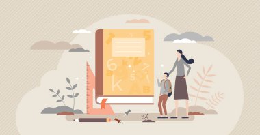 Okul günlüğü ilkokul minik insan konsepti için program planlama kitabı olarak