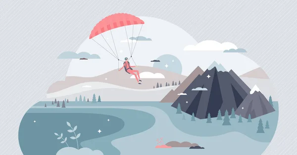 Uçan pilotla planör konseptiyle paragliding sporu — Stok Vektör