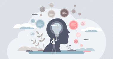 Zihin haritası veya bilgi yönetimi ve işleme diyagramı küçük kişi kavramı