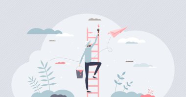 Creating opportunity with personal development and growth tiny person concept