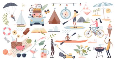 Summer set with hot weather or holiday season elements tiny person collection