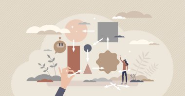 Algoritma ve çalışma akışı ile süreç yapısı planlaması küçük kişi konsepti