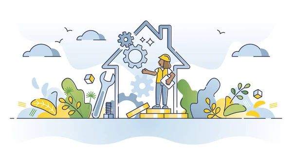 家居维修及房屋改善技术服务大纲概念 — 图库矢量图片