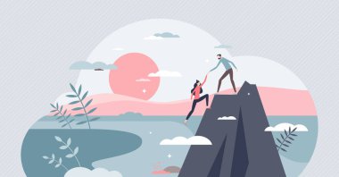 Partnerin desteği ve güvenilirliğine olan güven ve güven küçük insan konsepti