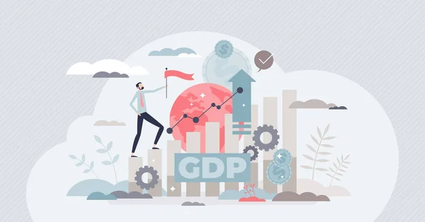 Bruttó hazai termék vagy GDP mint országonkénti pénzügyi minősítés aprószemély fogalma — Stock Vector