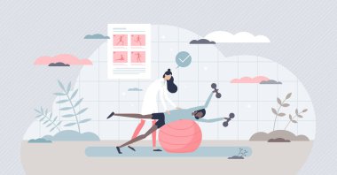 Tıbbi egzersiz ve fizyoterapi, iyileşme süreci için küçük bir konsept.