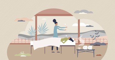 Enerji ritüeli olarak Reiki tedavisi küçük insan konsepti için